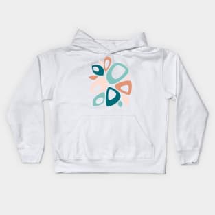Mid Century Modern Abstract Teal, Peach and Salmon Kids Hoodie